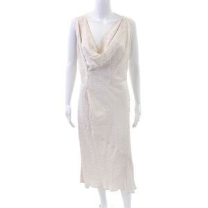 Maria + Cornejo Womens Animal Print Drape Neck Sleeveless Shift Dress White Sz 6